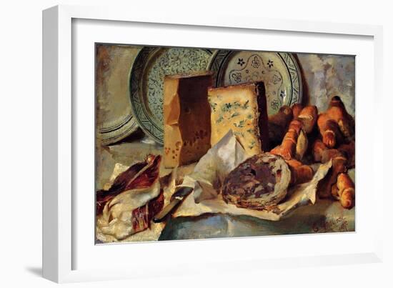 Still Life with Cheese and Salami-Ludovico Brea-Framed Giclee Print