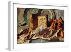 Still Life with Cheese and Salami-Ludovico Brea-Framed Giclee Print