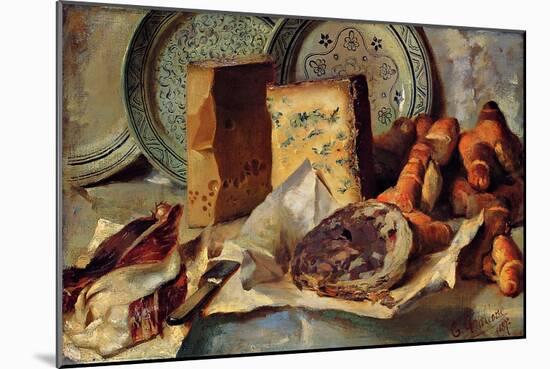 Still Life with Cheese and Salami-Ludovico Brea-Mounted Giclee Print