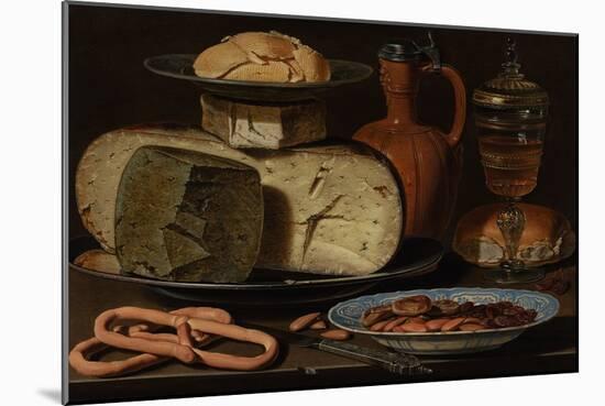 Still Life with Cheeses, Almonds and Pretzels, C.1615 (Oil on Panel)-Clara Peeters-Mounted Premium Giclee Print