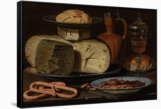 Still Life with Cheeses, Almonds and Pretzels, C.1615 (Oil on Panel)-Clara Peeters-Framed Stretched Canvas