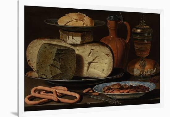 Still Life with Cheeses, Almonds and Pretzels, C.1615 (Oil on Panel)-Clara Peeters-Framed Giclee Print