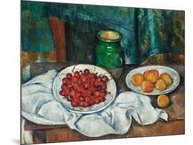 Still Life With Cherries And Peaches-Paul Cézanne-Mounted Giclee Print