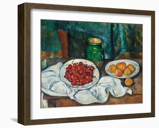 Still Life With Cherries And Peaches-Paul Cézanne-Framed Giclee Print