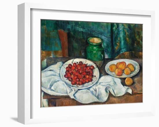 Still Life With Cherries And Peaches-Paul Cézanne-Framed Giclee Print