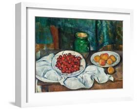 Still Life With Cherries And Peaches-Paul Cézanne-Framed Giclee Print