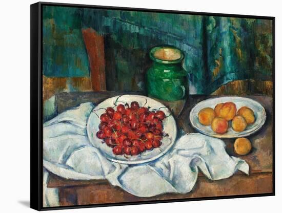 Still Life With Cherries And Peaches-Paul Cézanne-Framed Stretched Canvas