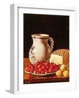 Still Life with Cherries, Cheese and Greengages-Luis Egidio Melendez-Framed Giclee Print