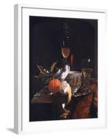 Still Life with Chinese Sugar Jar, Glass Goblet and Fruit-Willem Kalf-Framed Giclee Print