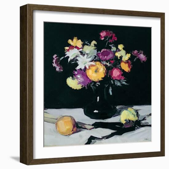 Still Life with Chrysanthemums Against Black, c.1912-Samuel John Peploe-Framed Giclee Print