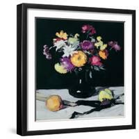 Still Life with Chrysanthemums Against Black, c.1912-Samuel John Peploe-Framed Giclee Print