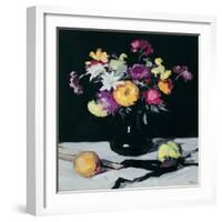 Still Life with Chrysanthemums Against Black, c.1912-Samuel John Peploe-Framed Giclee Print