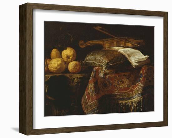 Still Life with Citrons and Violin, Undated-Francesco Fieravino-Framed Giclee Print