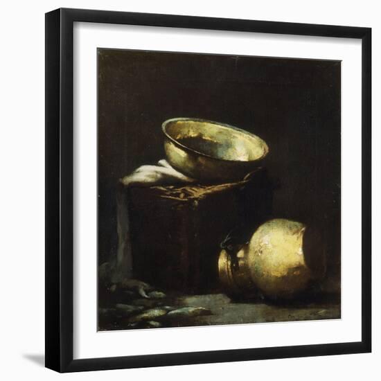 Still Life with Copper Pots and Black Fish-Soren Emil Carlsen-Framed Giclee Print