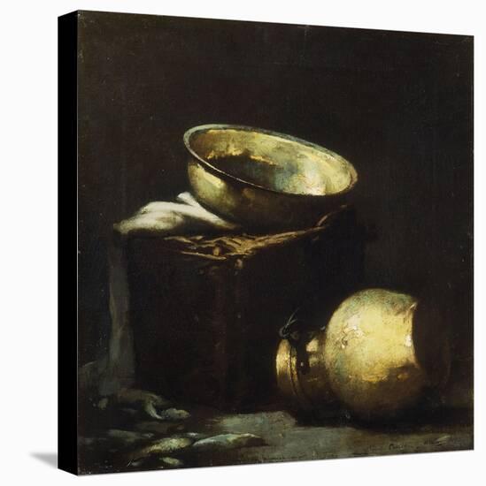 Still Life with Copper Pots and Black Fish-Soren Emil Carlsen-Stretched Canvas