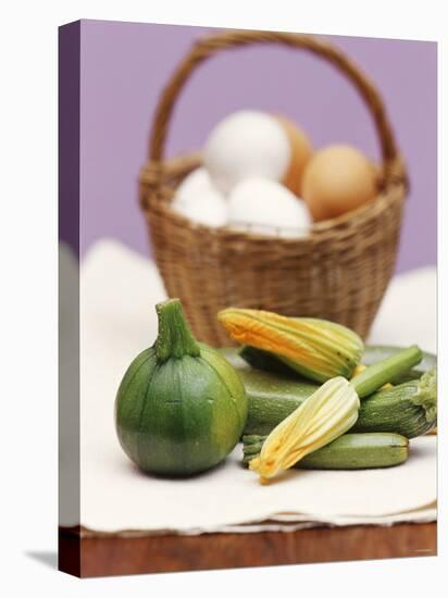 Still Life with Courgettes, Rondini and Egg Basket-null-Stretched Canvas