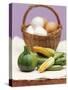 Still Life with Courgettes, Rondini and Egg Basket-null-Stretched Canvas