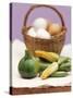 Still Life with Courgettes, Rondini and Egg Basket-null-Stretched Canvas