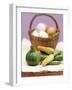 Still Life with Courgettes, Rondini and Egg Basket-null-Framed Photographic Print