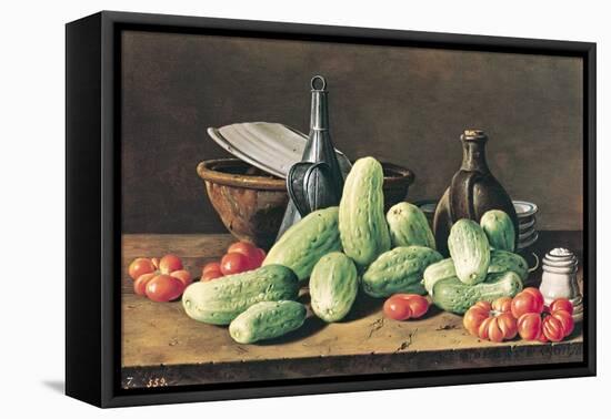 Still Life with Cucumbers and Tomatoes-Luis Egidio Melendez-Framed Stretched Canvas