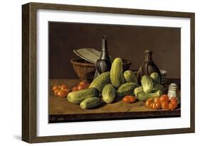 Still Life with Cucumbers, Tomatoes, and Kitchen Utensils, 1774-Luis Egidio Meléndez-Framed Giclee Print