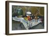 Still Life with Cup, Jar and Apples-Paul Cézanne-Framed Art Print