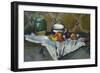 Still Life with Cup, Jar and Apples-Paul Cézanne-Framed Art Print