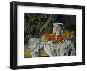 Still Life with Curtain and Flowered Pitcher, 1899-Paul Cézanne-Framed Premium Giclee Print