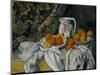 Still Life with Curtain and Flowered Pitcher, 1899-Paul Cézanne-Mounted Premium Giclee Print