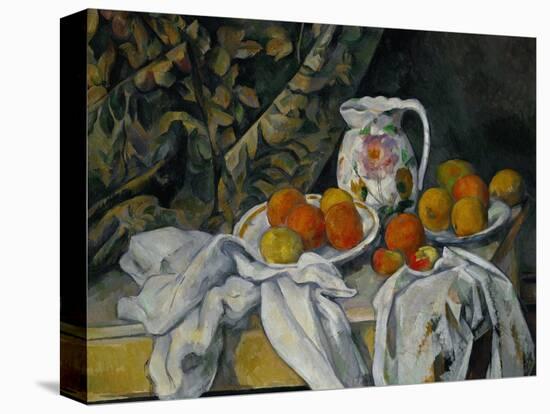 Still Life with Curtain and Flowered Pitcher, 1899-Paul Cézanne-Stretched Canvas