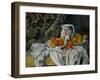 Still Life with Curtain and Flowered Pitcher, 1899-Paul Cézanne-Framed Giclee Print