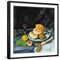 Still Life with Cut Melon, Glass and Fan, C. 1920-George Leslie Hunter-Framed Giclee Print