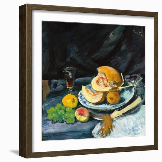 Still Life with Cut Melon, Glass and Fan, C. 1920-George Leslie Hunter-Framed Giclee Print