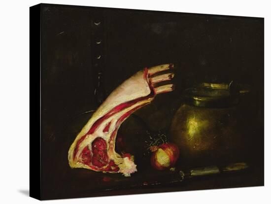 Still Life with Cutlets-Antoine Vollon-Stretched Canvas