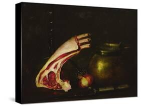 Still Life with Cutlets-Antoine Vollon-Stretched Canvas