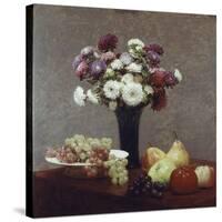 Still Life with Dahlias and Fruit-Henri Fantin-Latour-Stretched Canvas