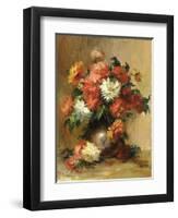 Still life with dahlias. Ca. 1886-90-Pierre-Auguste Renoir-Framed Giclee Print