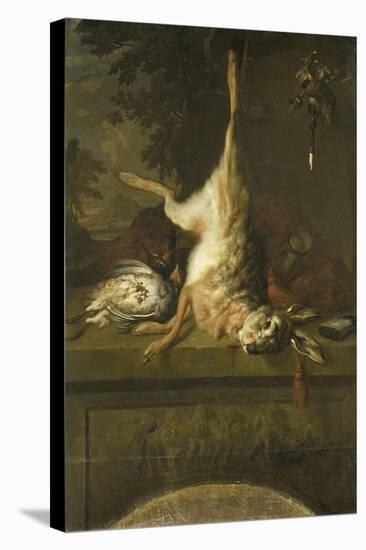 Still Life with Dead Hare and Partridges-Dirk Valkenburg-Stretched Canvas