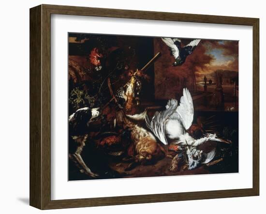 Still-Life with Dead Heron and Dog Barking at Bird-Dirk Valkenburg-Framed Giclee Print