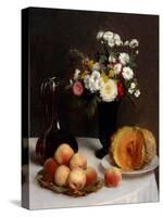Still Life with Decanter, Flowers and Fruits, 1865-Henri Fantin-Latour-Stretched Canvas
