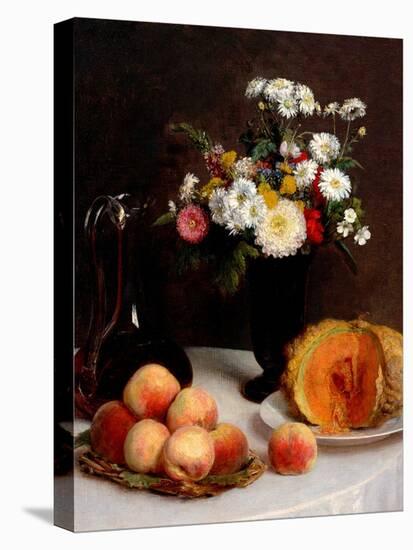 Still Life With Decanter, Flowers And Fruits-Henri Fantin-Latour-Stretched Canvas