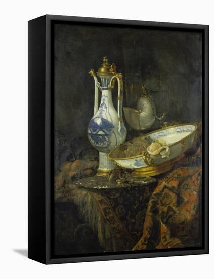 Still Life with Delft Vase and Bowl-Willem Kalf-Framed Stretched Canvas