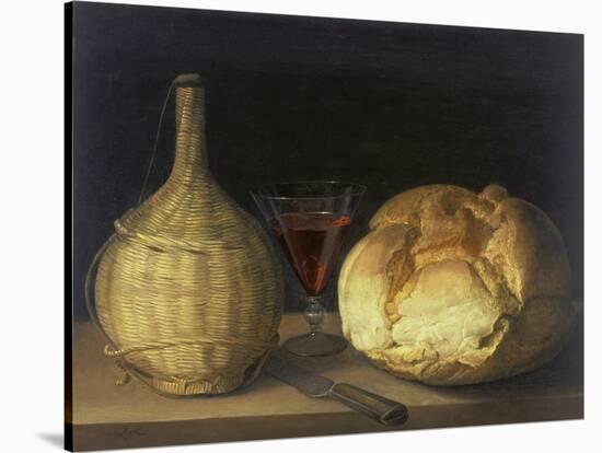 Still Life with Demijohn, Goblet and Bread, 1630-35-Sebastiano del Piombo-Stretched Canvas