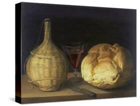 Still Life with Demijohn, Goblet and Bread, 1630-35-Sebastiano del Piombo-Stretched Canvas