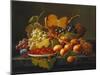 Still Life with Dish of Strawberries, Peaches and Grapes-Severin Roesen-Mounted Giclee Print
