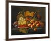 Still Life with Dish of Strawberries, Peaches and Grapes-Severin Roesen-Framed Giclee Print