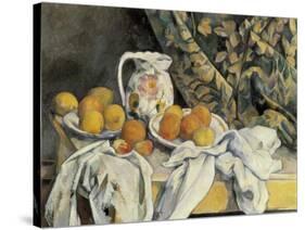 Still Life with Drapery-Paul Cézanne-Stretched Canvas