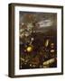 Still Life with Dried Fruit, Flowers and Landscape-Luca Forte-Framed Giclee Print