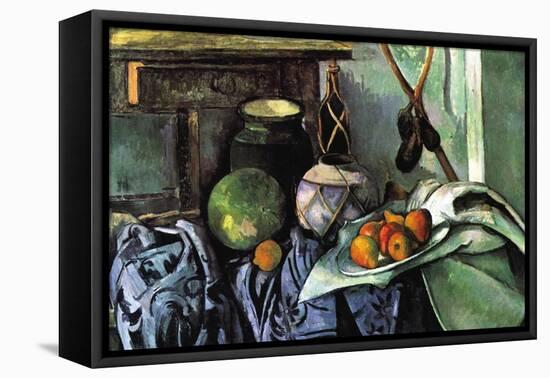 Still Life with Eggplant-Paul Cézanne-Framed Stretched Canvas