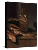 Still Life with Fish and a Cat, C. 1650-1660-Wallerant Vaillant-Stretched Canvas